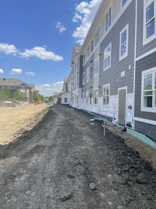 outside of townhouses under construction